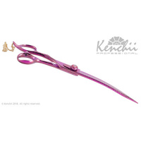 Kenchii Pink Poodle LEFT 8 Inch Curved Scissor