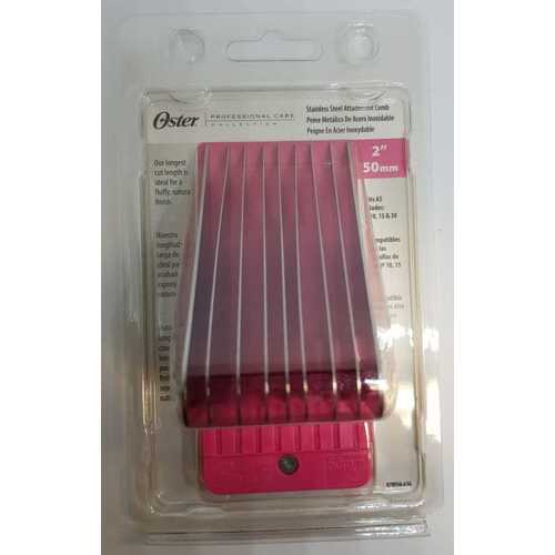 Oster 2inch (50mm) Pink Stainless Steel Attachment Guide Comb