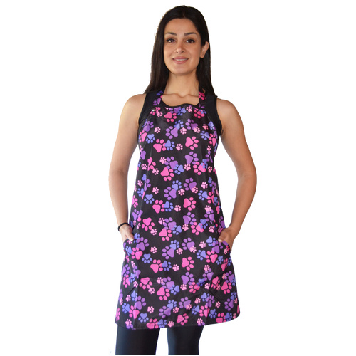 Ladybird Waterproof Dog Groomers and Bathers Apron Pink and Purple Paws