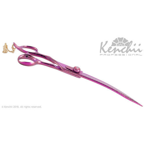 Kenchii Pink Poodle LEFT 8 Inch Curved Scissor